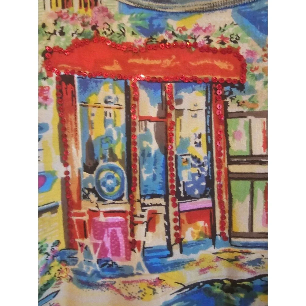 XL Take Two Embellished Graphic, European city scene, yellow, short sleeve - Picture 2 of 4